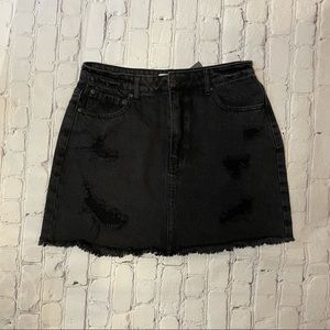 Forever 21 Black Denim Distressed Jean Skirt size large